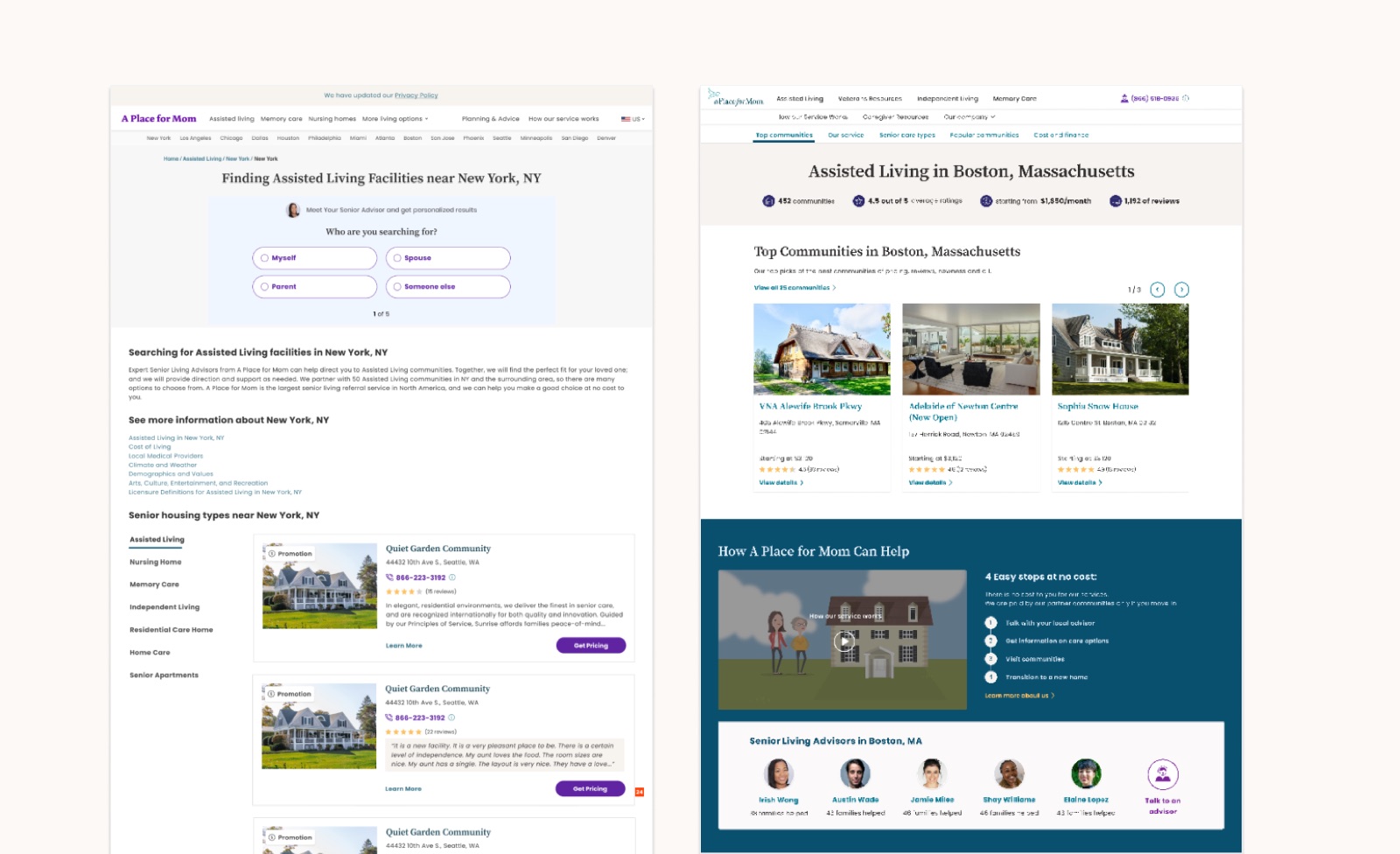 Find a facility landing page