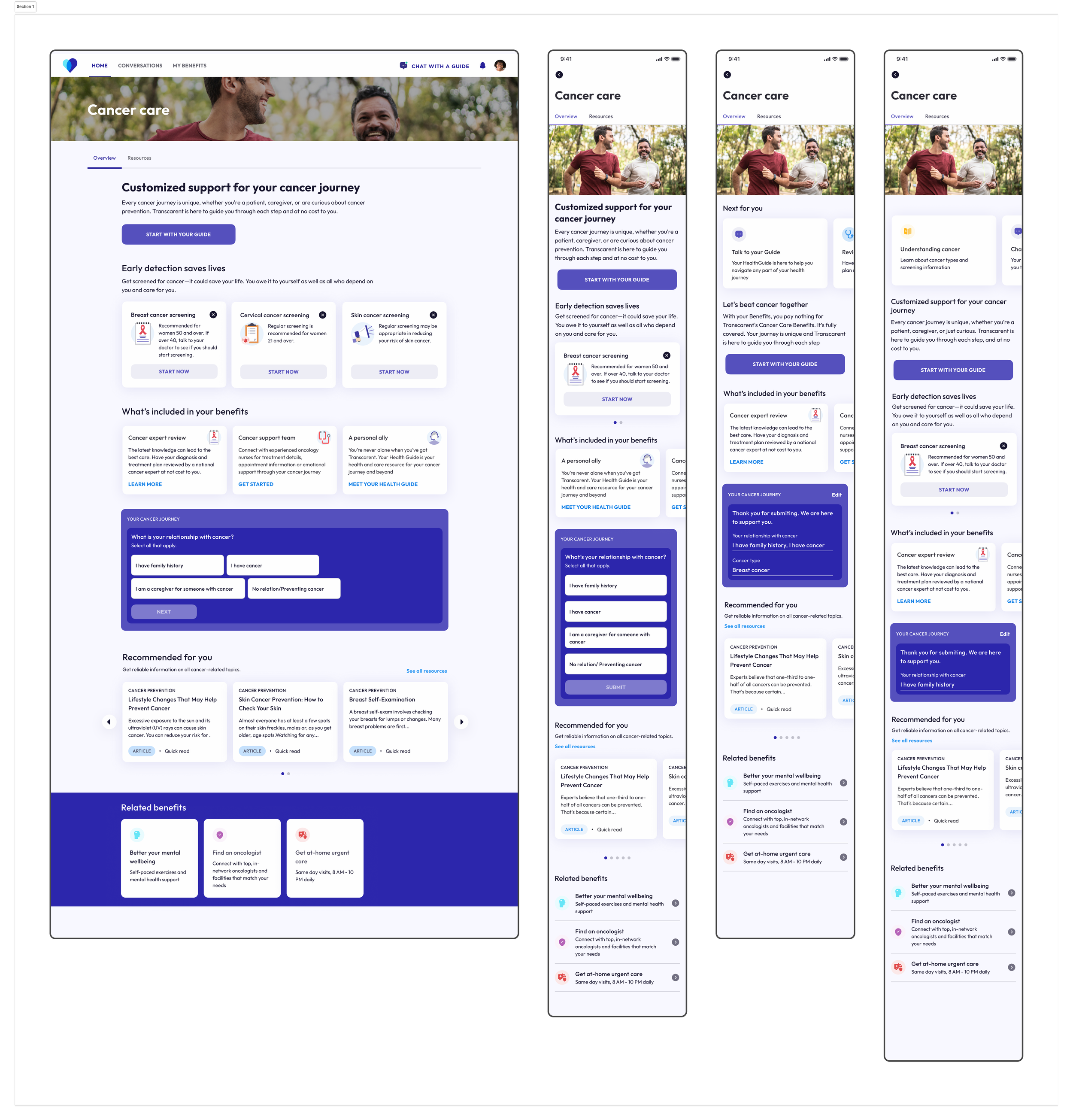 Cancer Care benefit landing page, MVP design