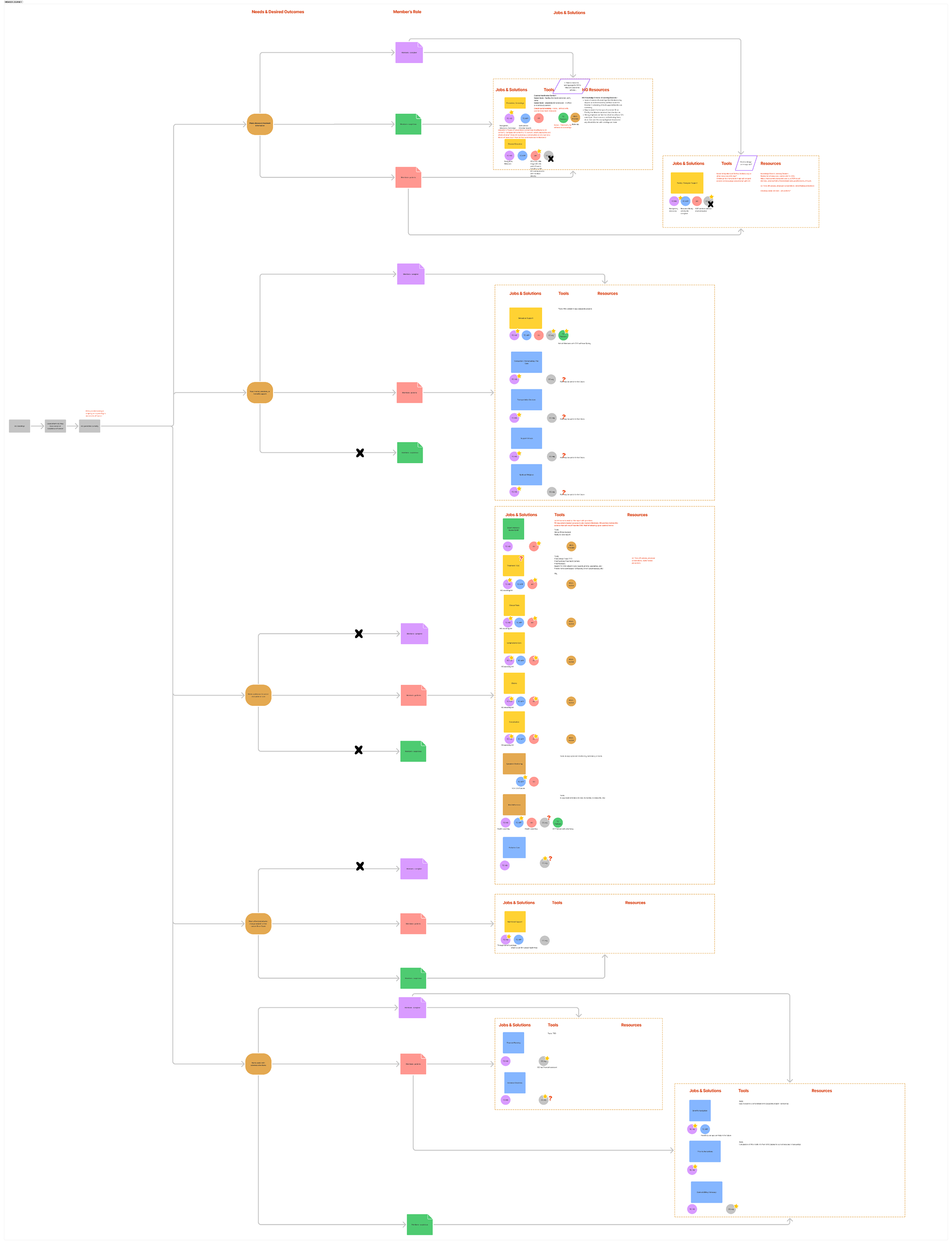 Cancer Care member journey map across app touchpoints