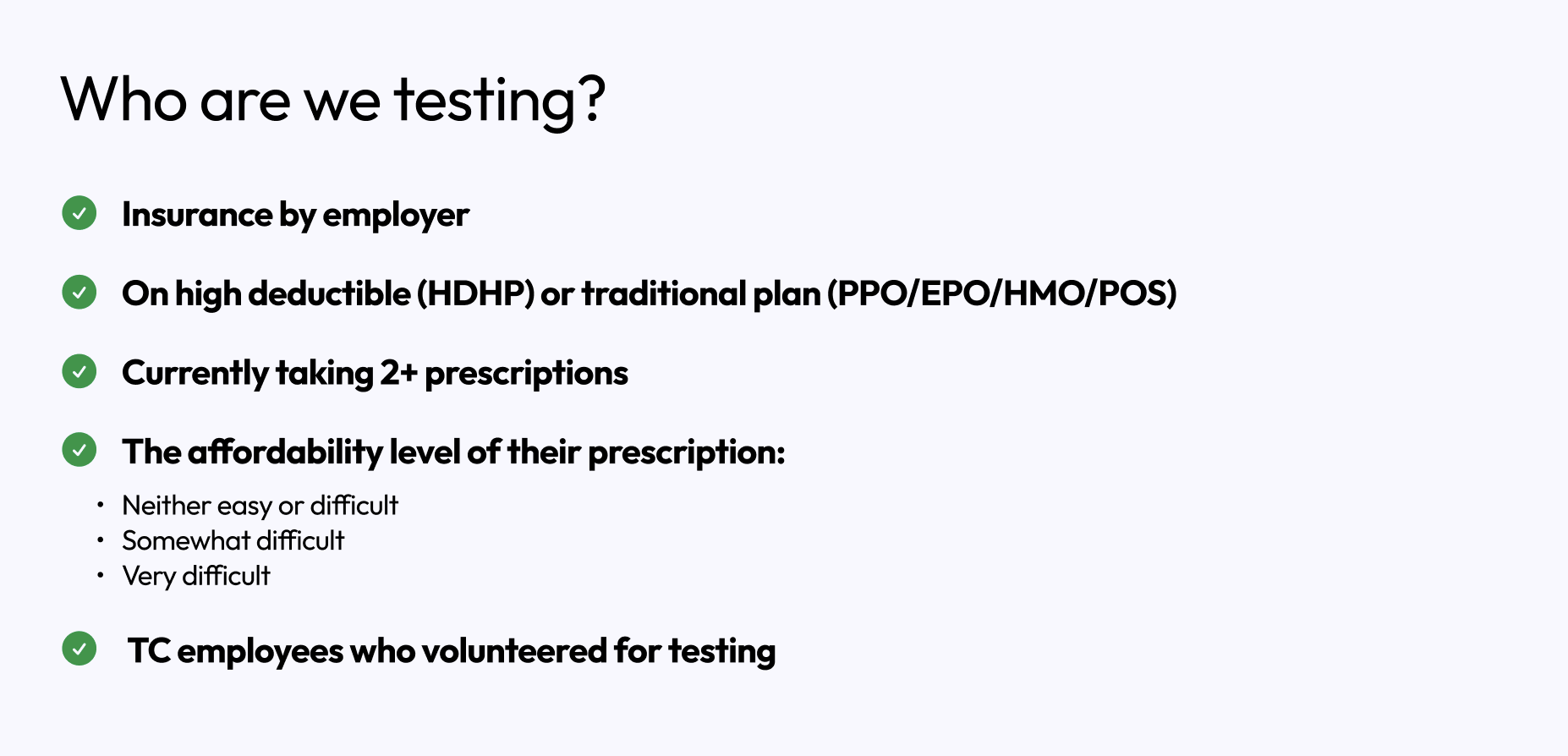 Screening criteria for research participants